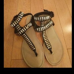 Gold and Black gladiator sandals